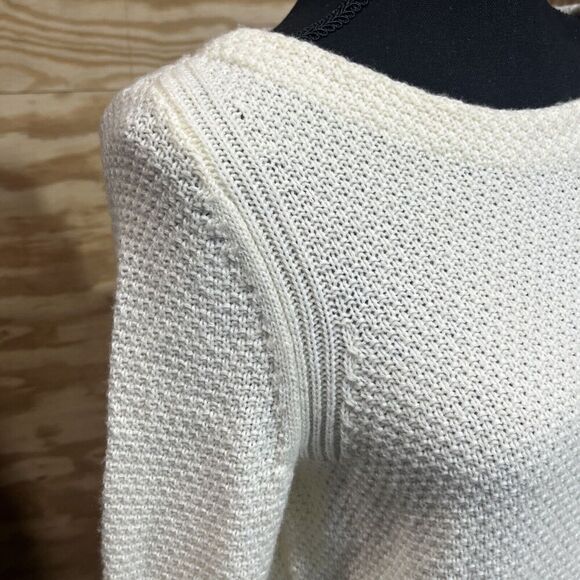 Talbots MP Lambswool Blend Ivory Pullover Sweater Ribbon Bow Sleeved Artsy - Picture 6 of 12